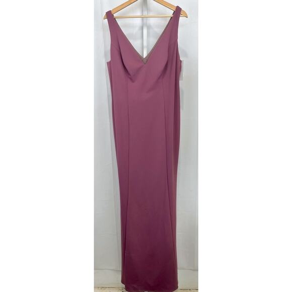 NWT KATIE MAY LA Mischka Dress Stretch Pebble Crepe Maxi Mauve Bridesmaid 18W